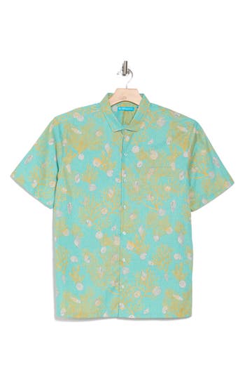 Tori Richard Seashell Story Short Sleeve Button-up Shirt In Seaspray