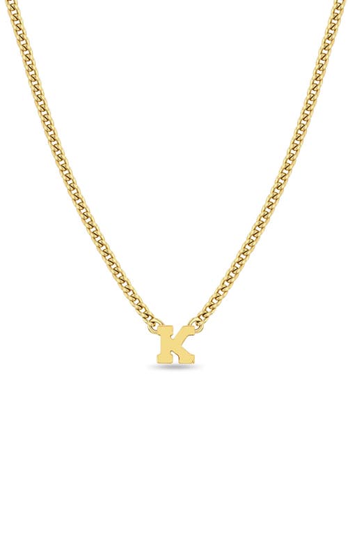 Zoë Chicco Curb Chain Initial Pendant Necklace in Yellow Gold-K at Nordstrom, Size 16