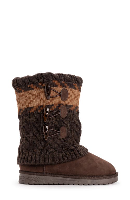 Muk Luks Cheryl Faux Fur Knit Boot In Java Marl