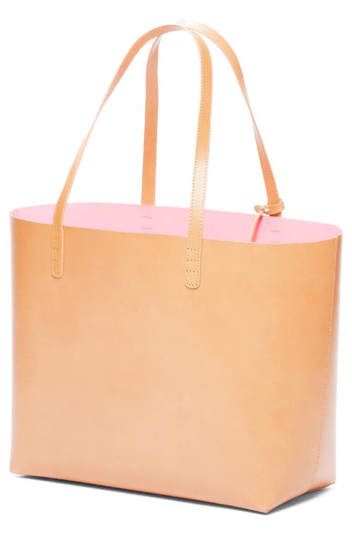 Shop Mansur Gavriel Large Leather Tote In Cammello/rosa