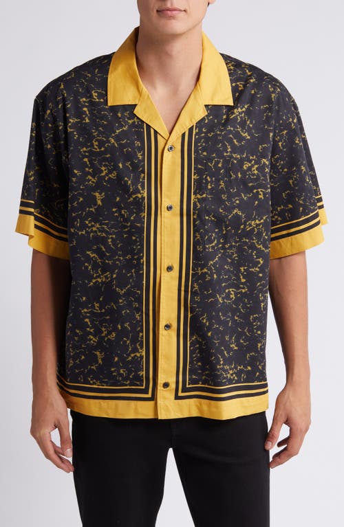 Shop Hugo Egeeno Border Stripe Camp Shirt In Gold