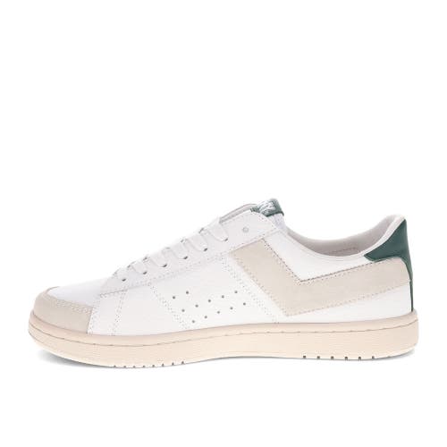 Pony Mens M-pro Low Lux Genuine Leather And Suede Premium Lace Up Athletic Sneaker Shoe In White/green/oatmeal