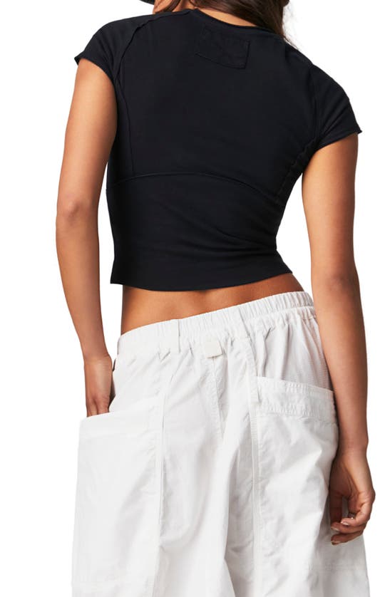 Free People Lux Life Baby Tee In Black In Black