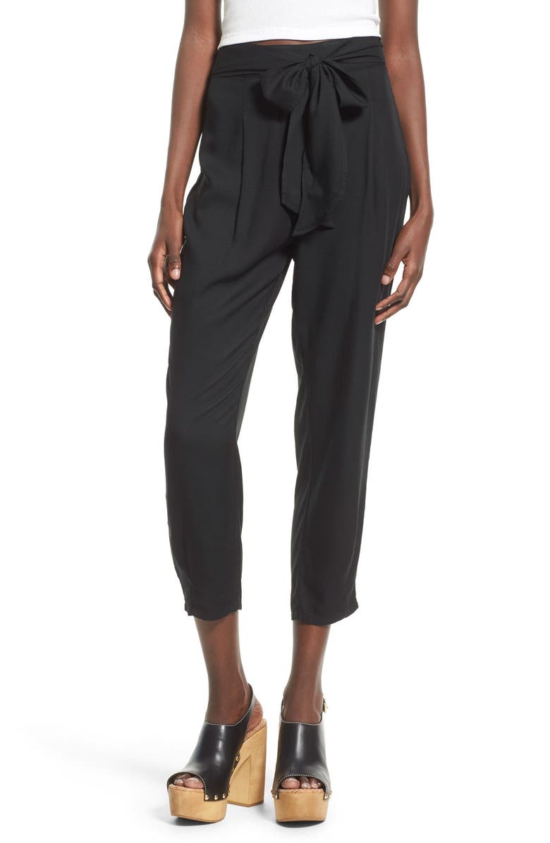 Leith Belted High Rise Crop Pants | Nordstrom