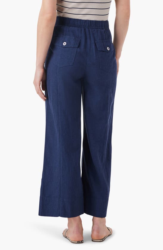 Shop Nic + Zoe Rumba Park Wide Leg Crop Organic Linen Blend Pants In Dark Indigo