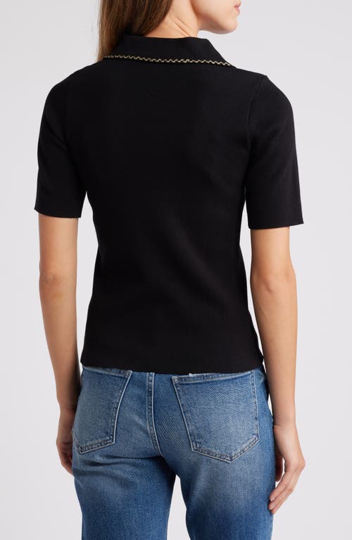 Shop Zoe And Claire Rib Polo Sweater In Black