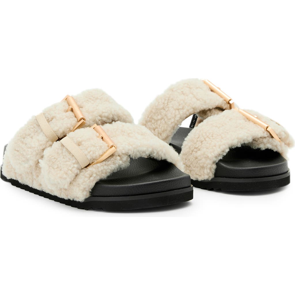 Allsaints Sian Genuine Shearling Sandal In Cream White