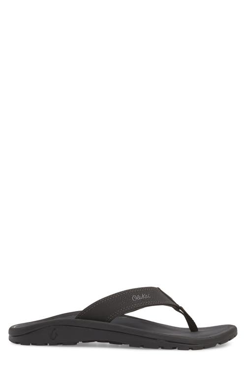 Shop Olukai Ohana Flip Flop In Black/dark Shadow