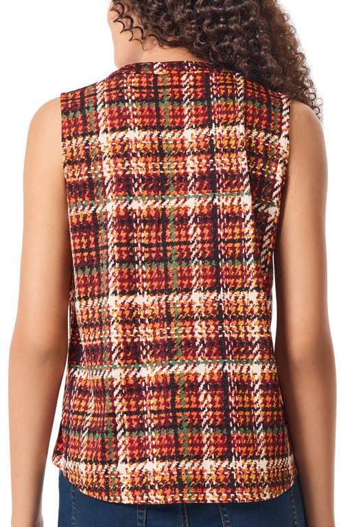 Shop Jones New York Plaid Sleeveless Knit Top In Bordeaux Multi