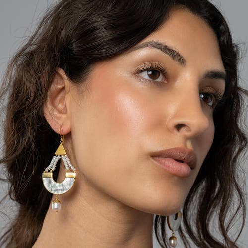 Freya Rose Women's White / Gold Warrioress Sunrise Earrings In Gold