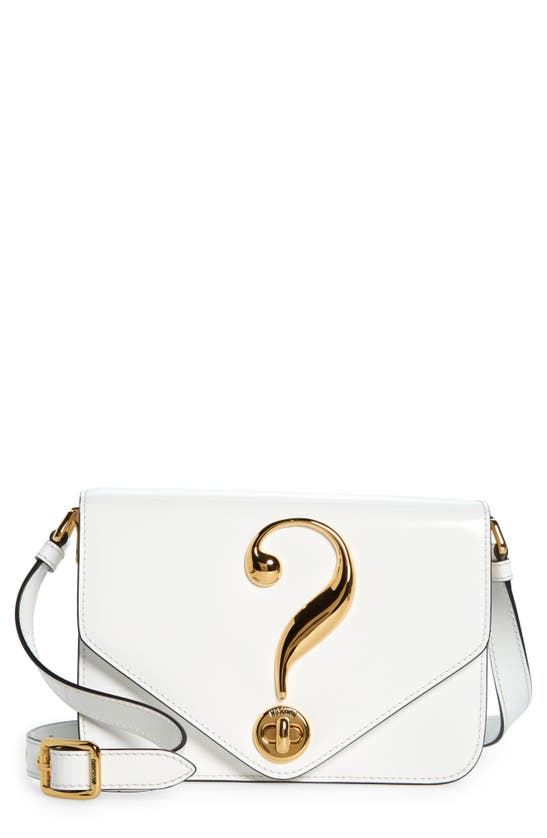 Shop Moschino Gone Leather Crossbody Bag In A0001 White