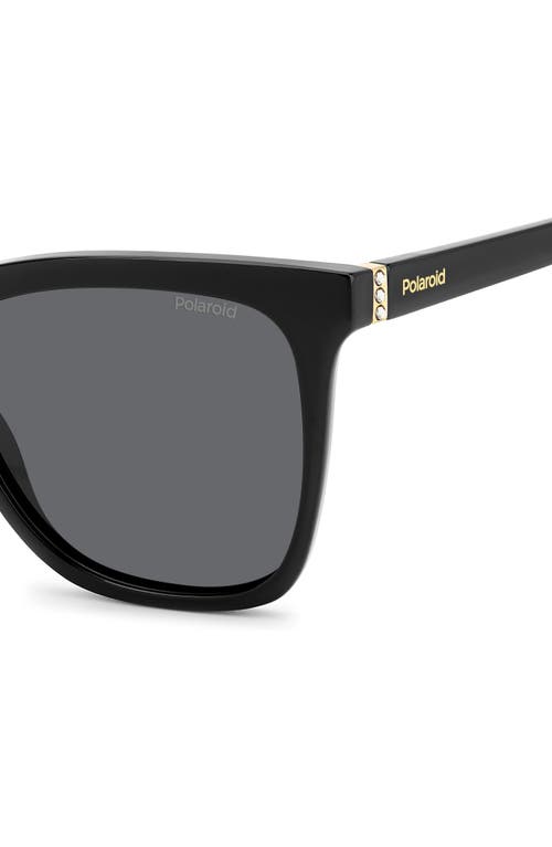 Shop Polaroid 55mm Polarized Square Sunglasses In Black/gray Polarized