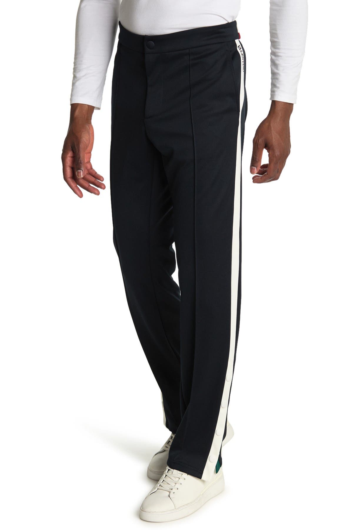 Valentino Side Stripe Track Pants In Navy/emerald/avorio