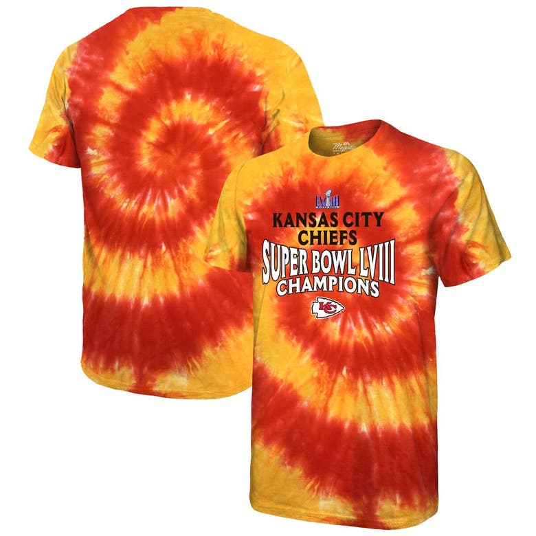 Shop Majestic Threads Red Kansas City Chiefs Super Bowl Lviii Champions Soft Hand Tie-dye T-shirt