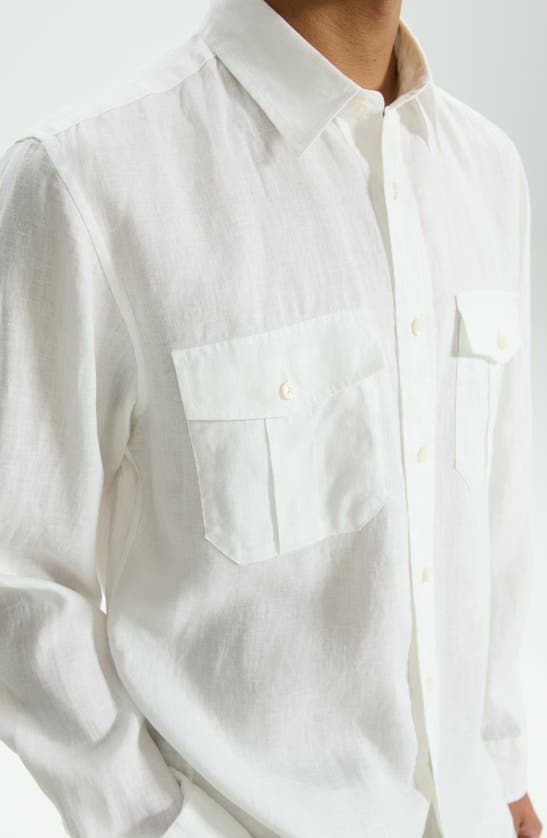 Shop Theory Military Ls.relaxed Linen Button-up Shirt In White