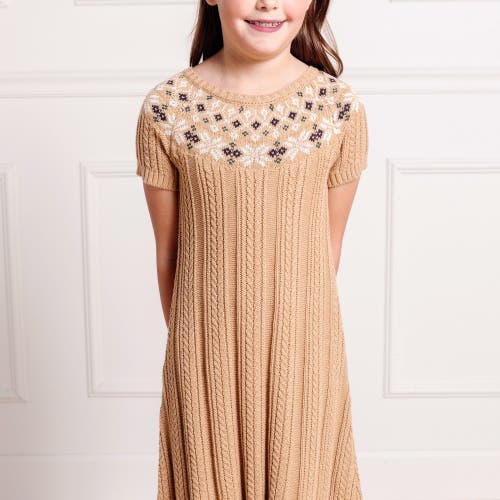 Hope & Henry Girls' Organic Fair Isle Cable Sweater Dress, Toddler In Ivory Fair Isle Cable