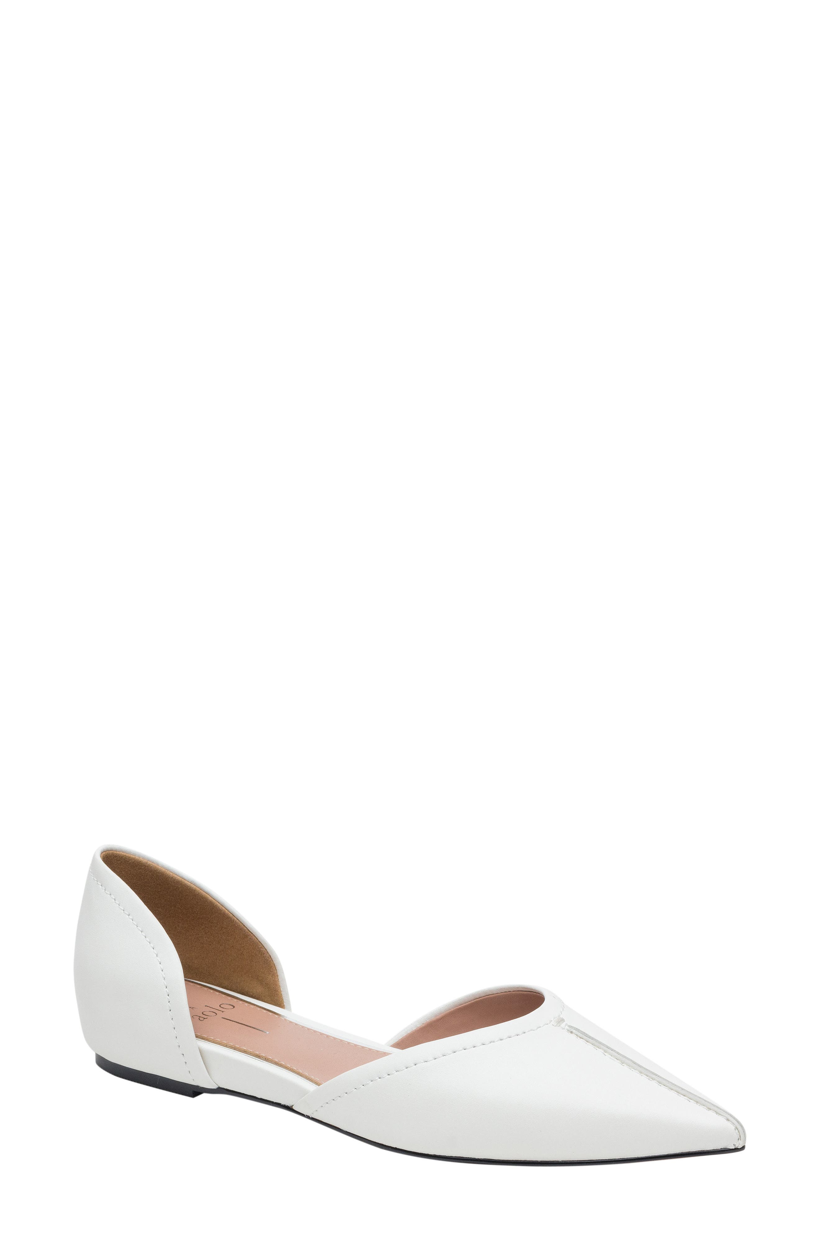 white pointed ballet flats