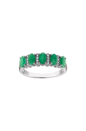 Fzn Diamond & Emerald Ring In Metallic