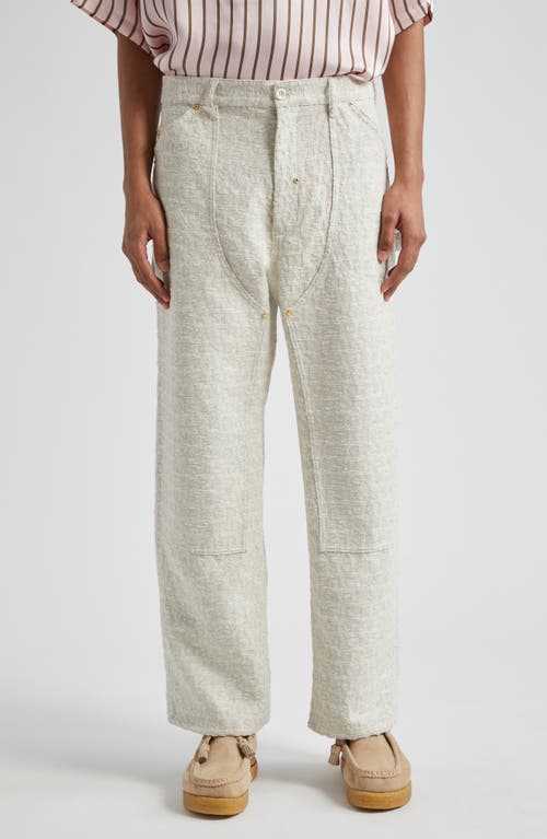 Logo Jacquard Western Utility Pants in Off White