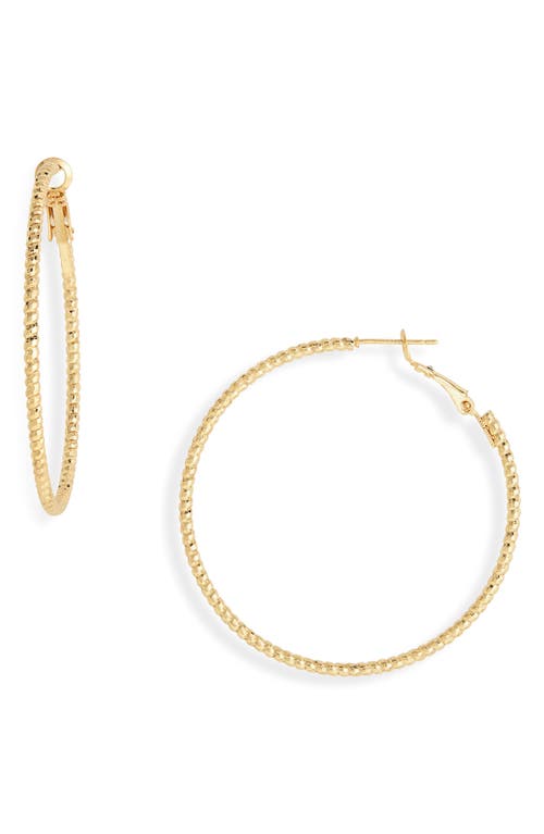 Nordstrom Demifine Textured Hoop Earrings in 14K Gold Plated at Nordstrom