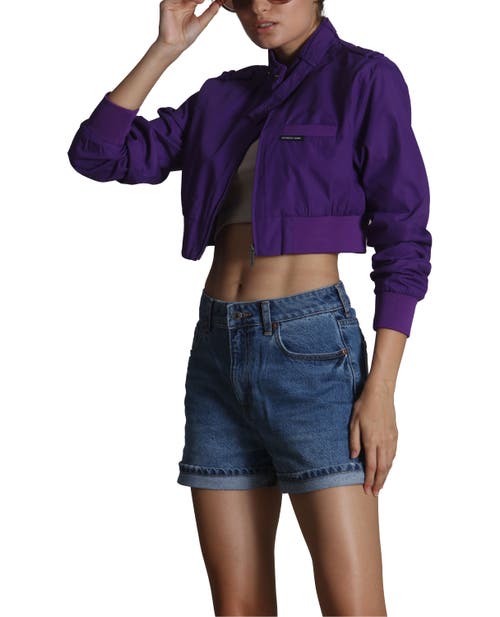 Members Only Mini Cropped Racer Jacket In Purple