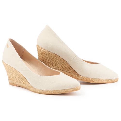 Viscata Roses Canvas V Cut Espadrille Wedges In Beige