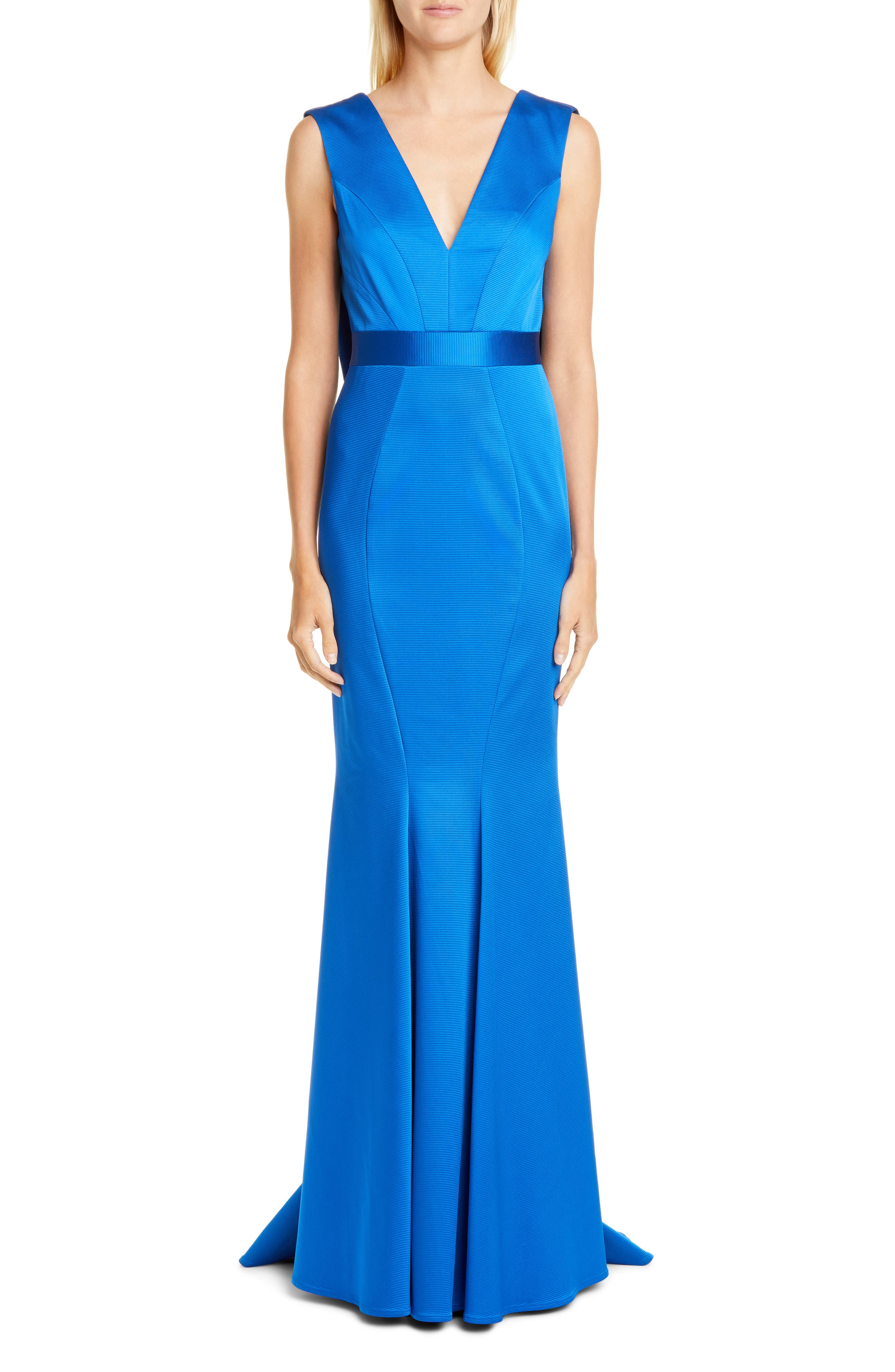 Zac Zac Posen Santia Plunge Back Gown, Blue