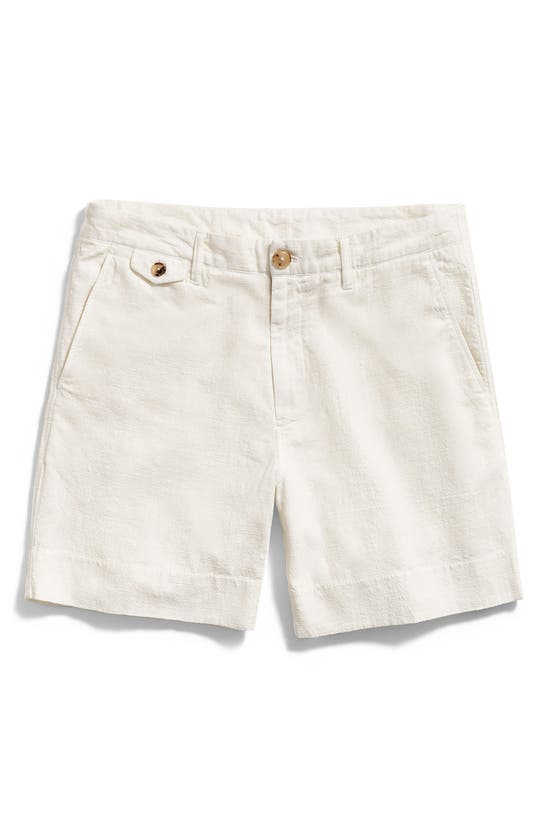 Shop Billy Reid Flat Front Textured Cotton Shorts In Tinted White