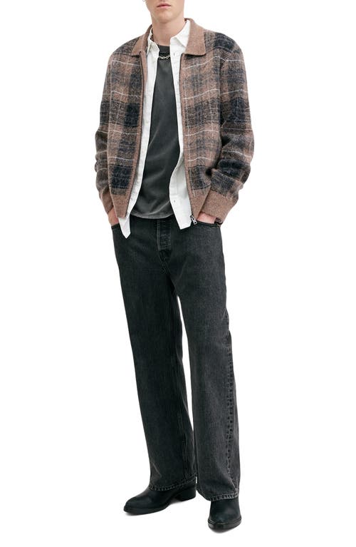 Shop Allsaints Robbie Plaid Zip Cardigan In Yew Brown