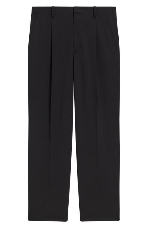 Theory Relaxed Fit Pleated Stretch Wool Dress Pants In Deep Black