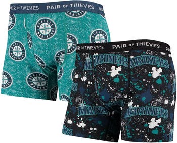 Pair of Thieves Men's Pair of Thieves Black/Aqua Seattle Mariners Super Fit  2-Pack Boxer Briefs Set