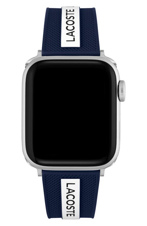 Lacoste Striping Silicone Apple Watch® Watchband in Blue