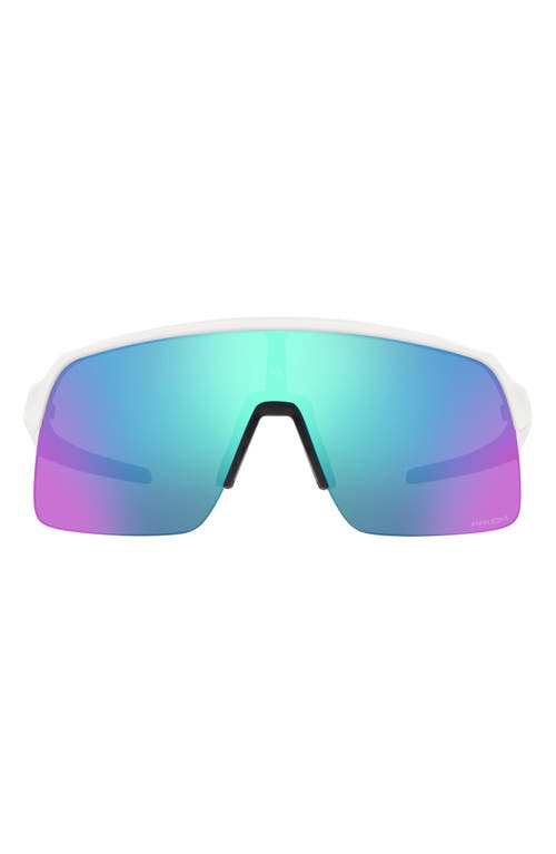 Oakley Sutro Lite 139mm Prizm™ Wrap Shield Sunglasses In White/prizm Sapphire