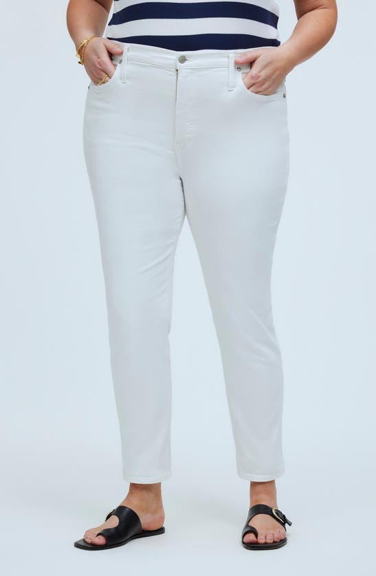 Shop Madewell High Waist Ankle Stovepipe Jeans In Pure White