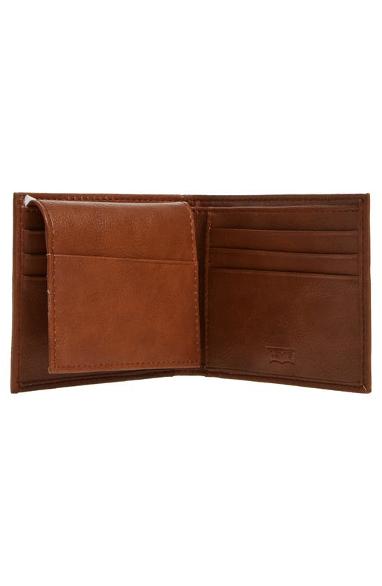 Shop Levi's® Passcase Rfid Leather Bifold Wallet In Tan
