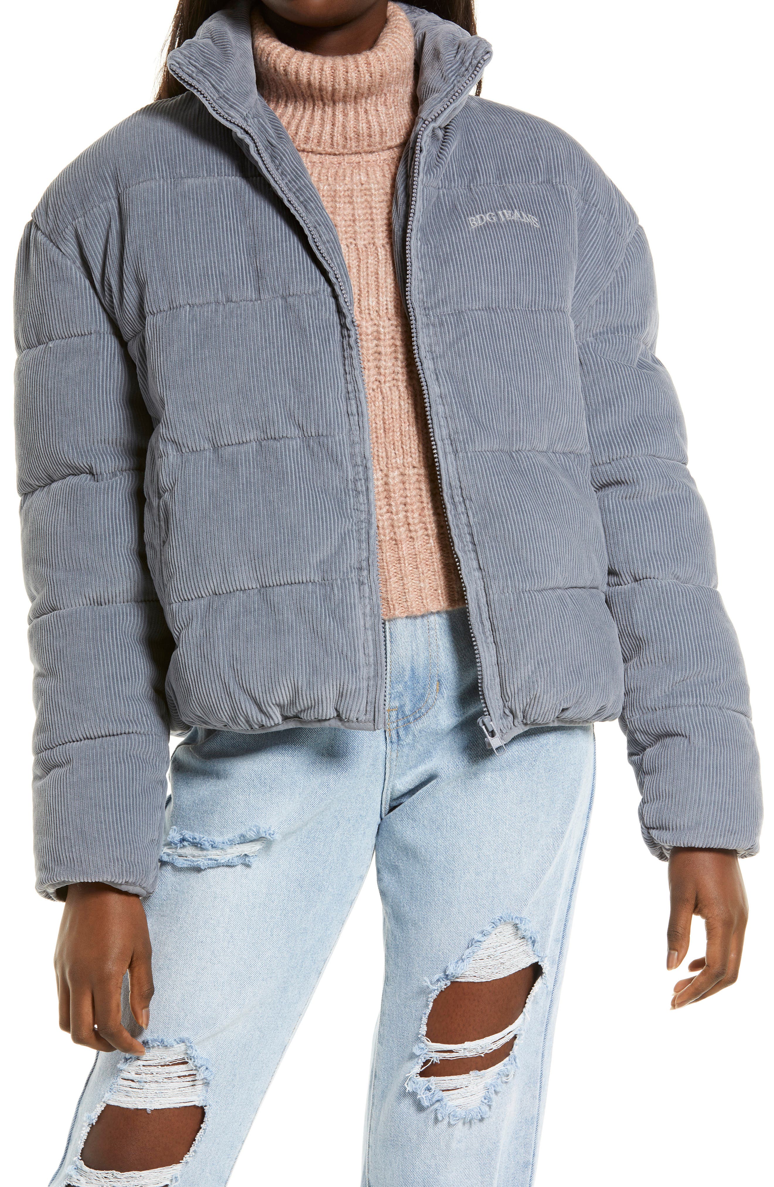 dark grey puffer coat