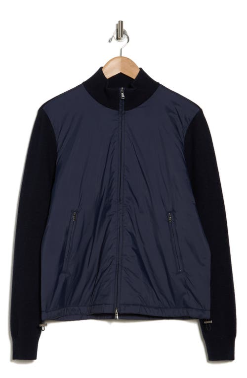 Bruno Magli Wool & Nylon Zip Jacket In Navy