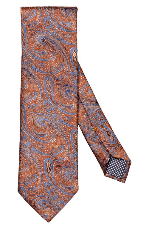 Eton Paisley Silk Tie in Medium Orange