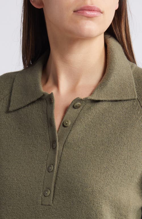 Shop Treasure & Bond Cotton Blend Polo Sweater In Olive Kalamata