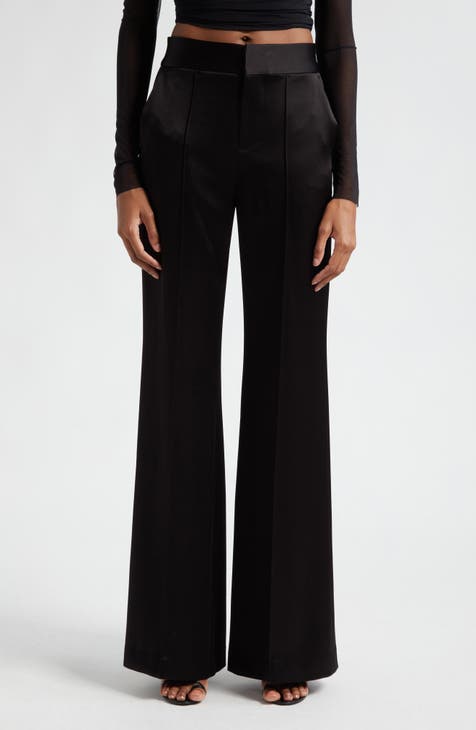 Alice and Olivia Faux Leather Blazer, Bralette Top & High Waist Wide Leg  Pants