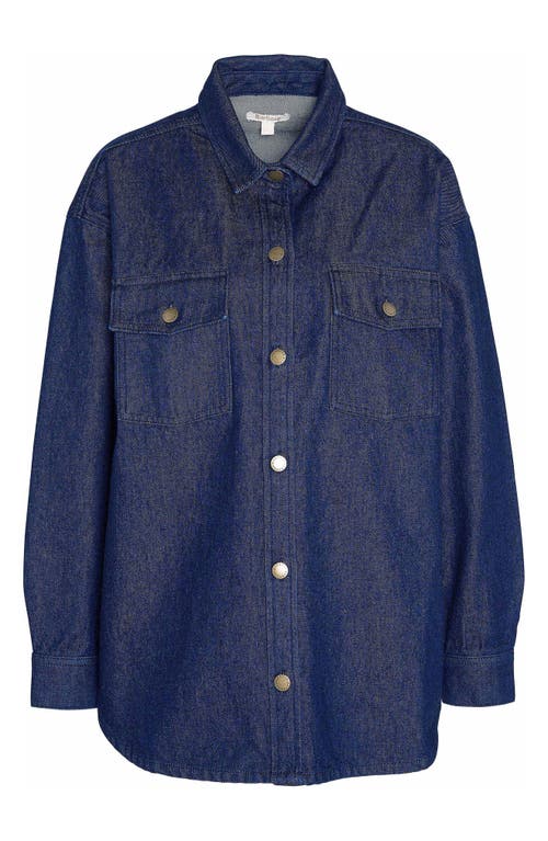 Shop Barbour Cassie Oversize Denim Shirt In Dark Indigo Purple Wash