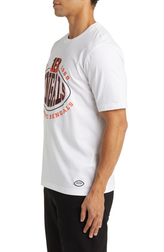 Hugo Boss Boss X Nfl Stretch Cotton Graphic T-shirt In Cincinnati Bengals White