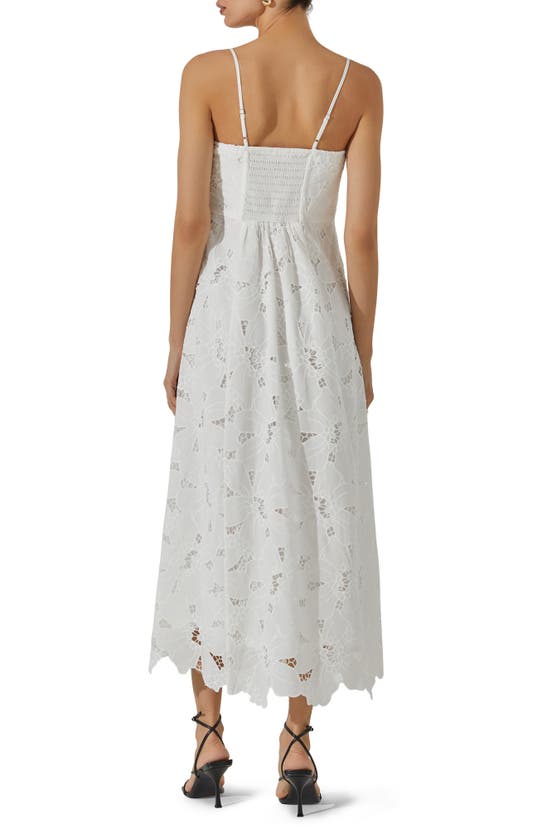 Shop Astr Floral Lace Midi Dress In White