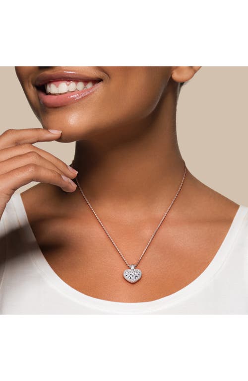 Delmar Set Of 2 Sterling Silver Pavé Diamond Heart Necklaces In White