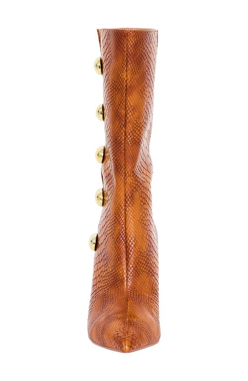 Shop Katy Perry The Revival Snakeskin Embossed Pointed Toe Mid Calf Boot In Nutshell