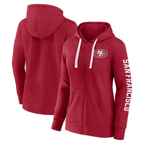 San Francisco 49ers Hoodie Adult Size M Mitchell Ness Throwback Red  Full-Zip NFL