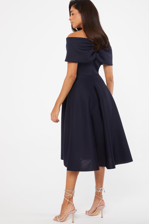 Shop Quiz Bardot Skater Midi Dress In Blue