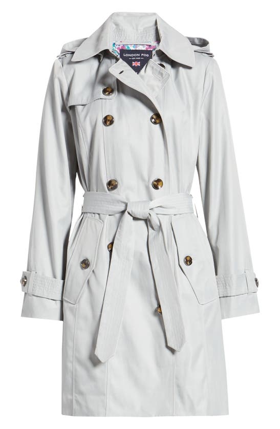 Shop London Fog Water Repellent Belted Trench Coat In Cloud