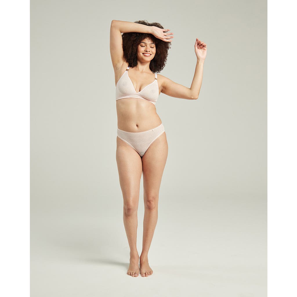 Nudea The Sheer Deco High Leg Brief In Blush Pink