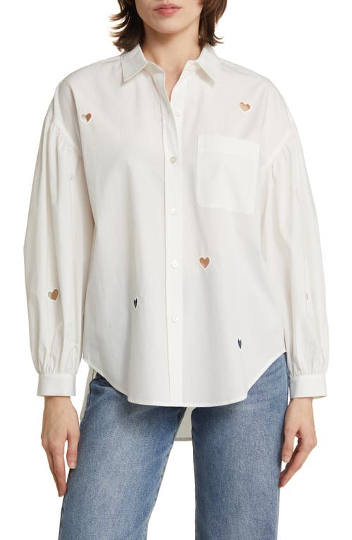 Rails Janae Eyelet Hearts Cotton Blend Button-Up Shirt White at Nordstrom,